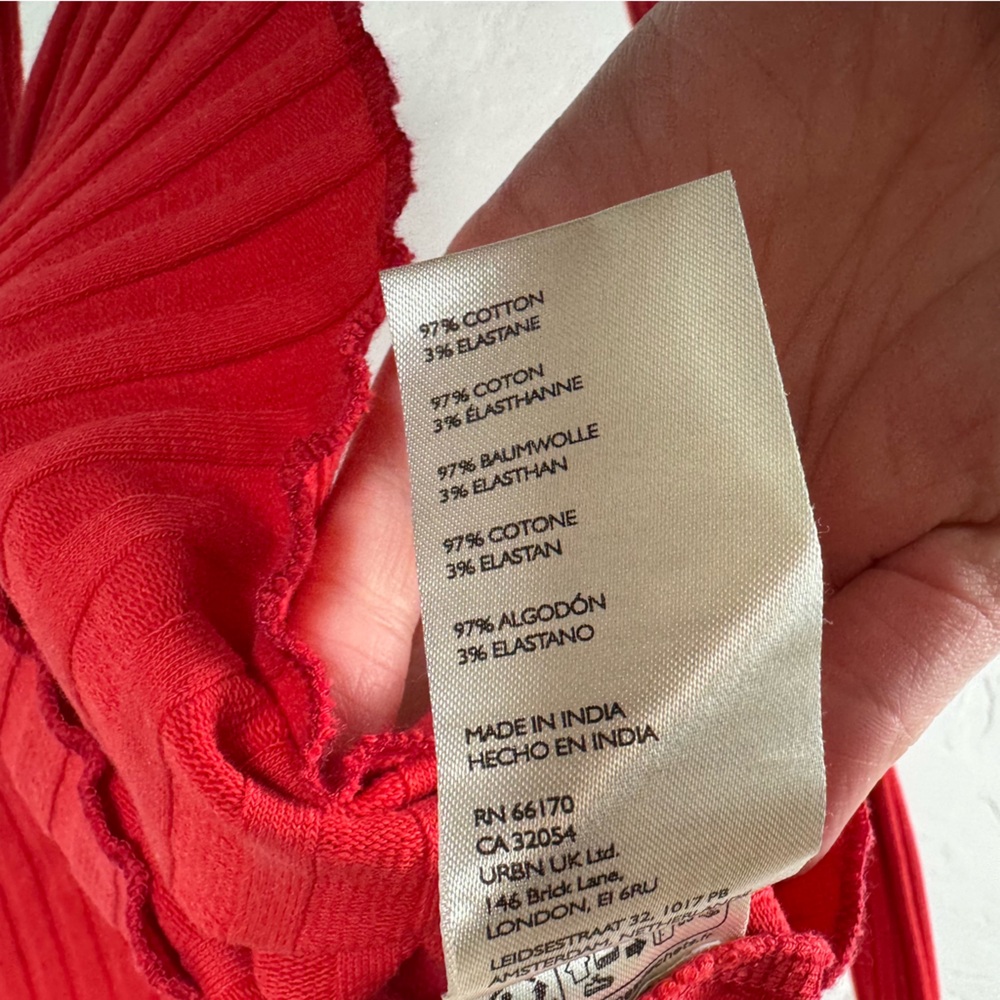 Free People Cardigan Sweater Tilly Long Sleeve Cardi Red Ribbed Button Down Top - Picture 6 of 8
